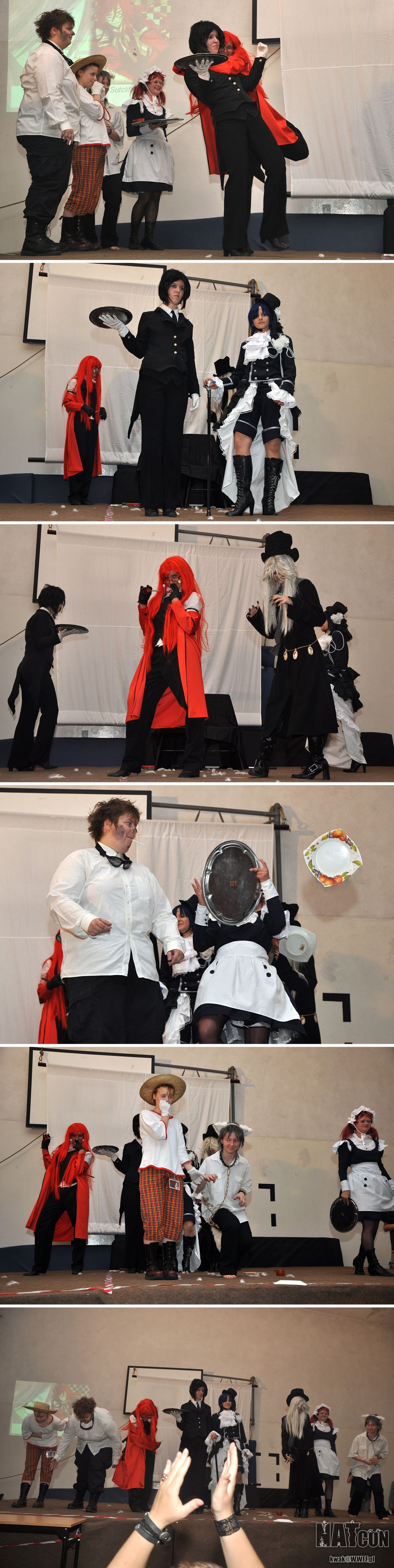 NATcon — cosplay (Kwak): Grell, Maylene, Ciel, Sebastian, Undertaker, Finian i Bard, Kuroshitsuji